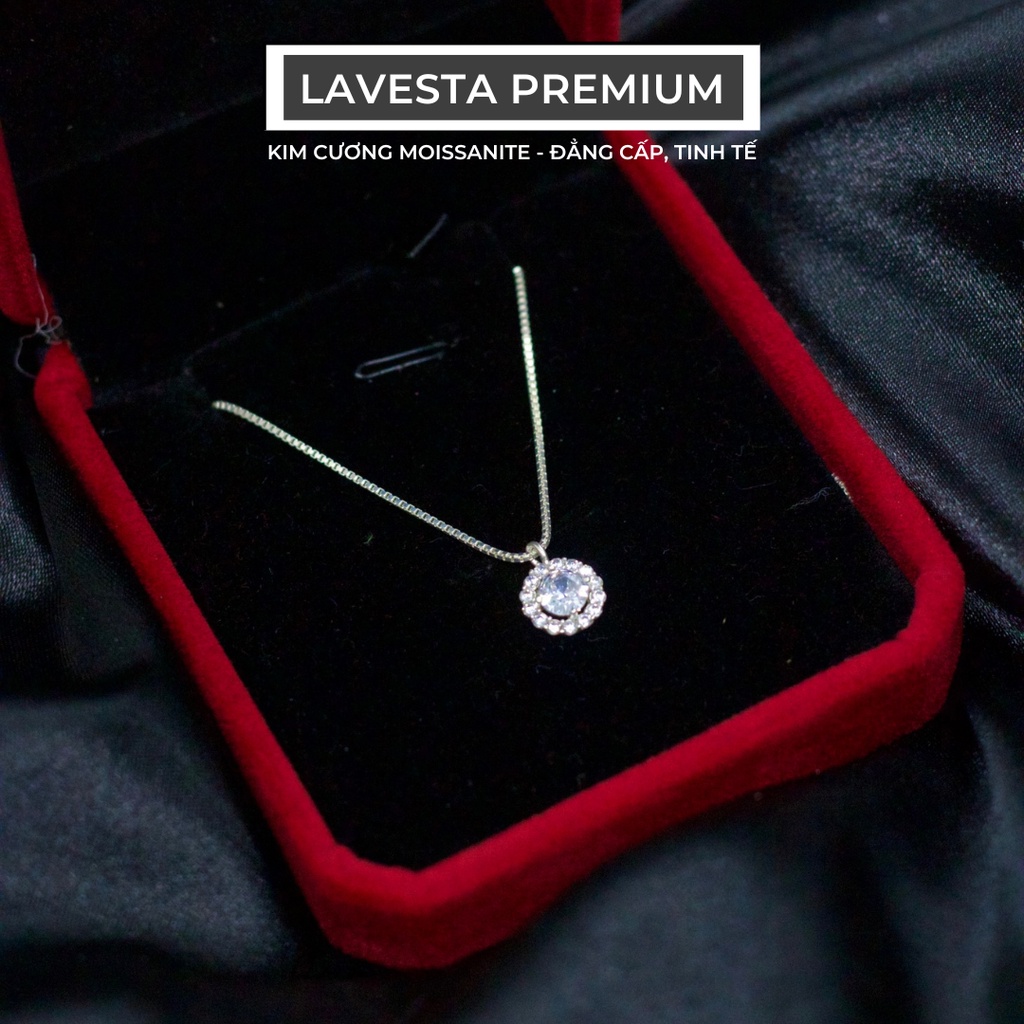 Dây chuyền nữ kim cương Moissanite 5 ly kiểm đinh GRA Lavesta KC29 mặt tròn hiên đại