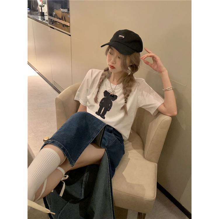 Áo croptop nữ tay ngắn cổ tròn vải thun cotton kiểu hàn quốc CR054 Miucho in hình hoạ tiết