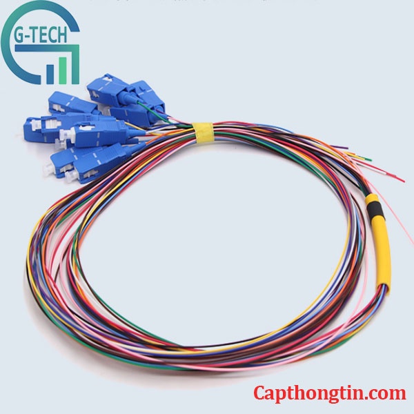 Dây hàn quang Pigtail 12 màu SC/UPC 1.5m , Dây nối quang 12 màu SC/UPC