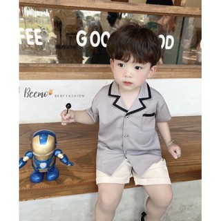 [XẢ KHO] Bộ short sơ mi Pizama Hàn bé trai