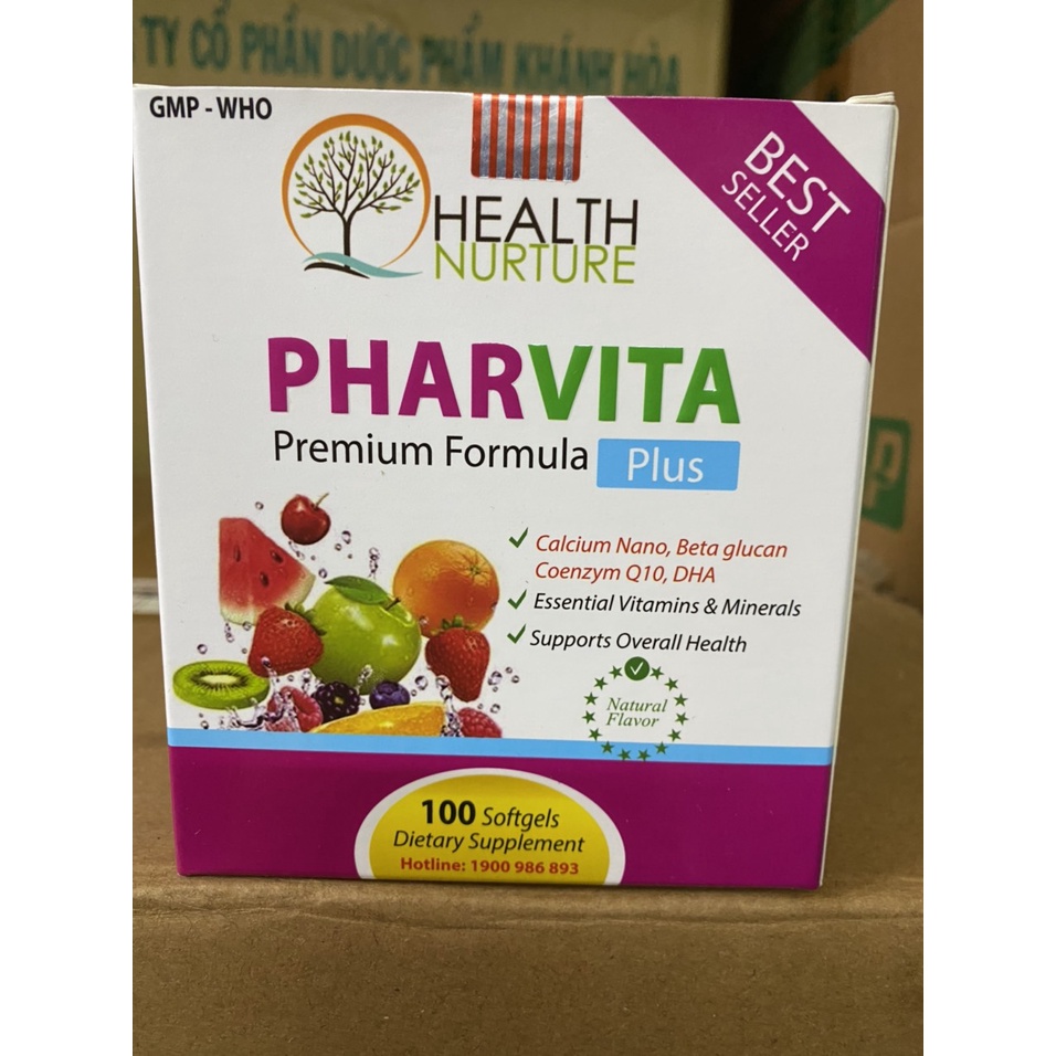 (Hiệu quả, giá tốt) PHARVITA PLUS Vitamin tổng hợp bồi bổ cơ thể, bổ sung khoáng chất,tăng cường đề kháng - Hộp 100v