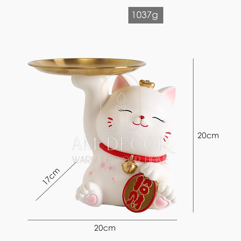Mèo Thần Tài bưng khay heo đất tiết kiệm trang trí nhà cửa sang trọng quà tặng khai trương - AM Decor