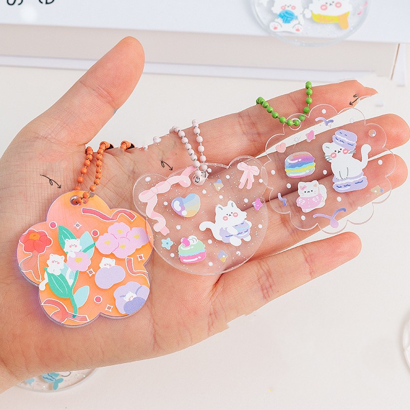 Set 10 Móc Khóa Acrylic Trong Suốt Màu Laser Gradient DIY