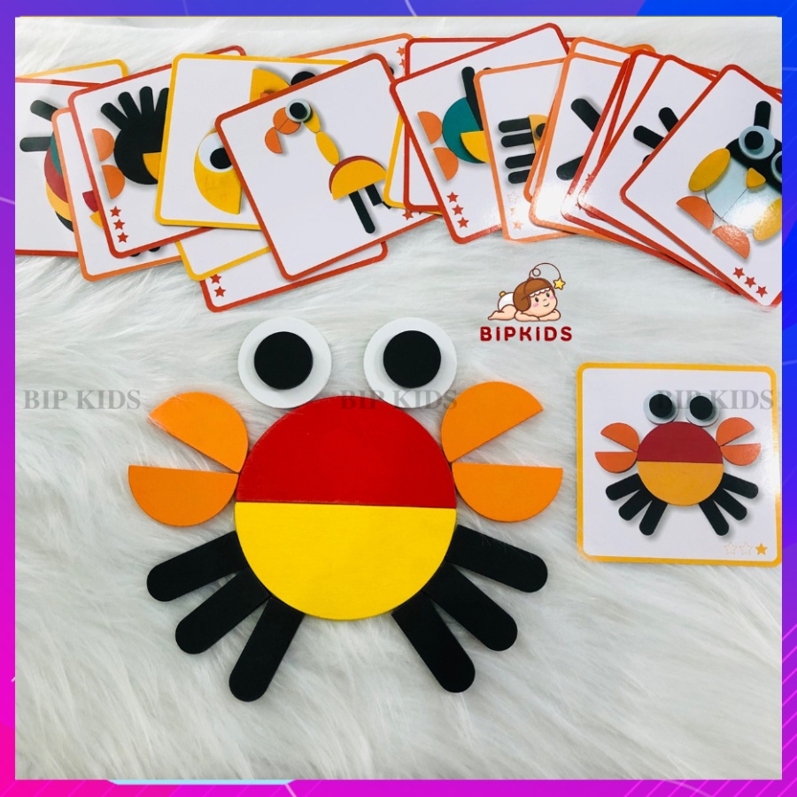 Ghép hình tư duy theo thẻ - Đồ chơi trí tuệ bằng gỗ cho bé - Xếp hình con cú