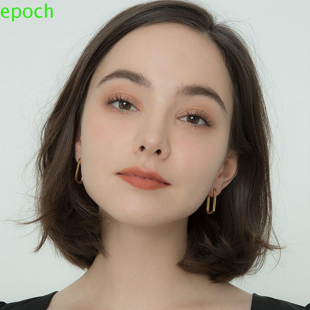 Epoch Bông Tai Hình Chữ Nhật / Oval Bằng Đồng Đơn Giản Thời Trang Cho Nữ