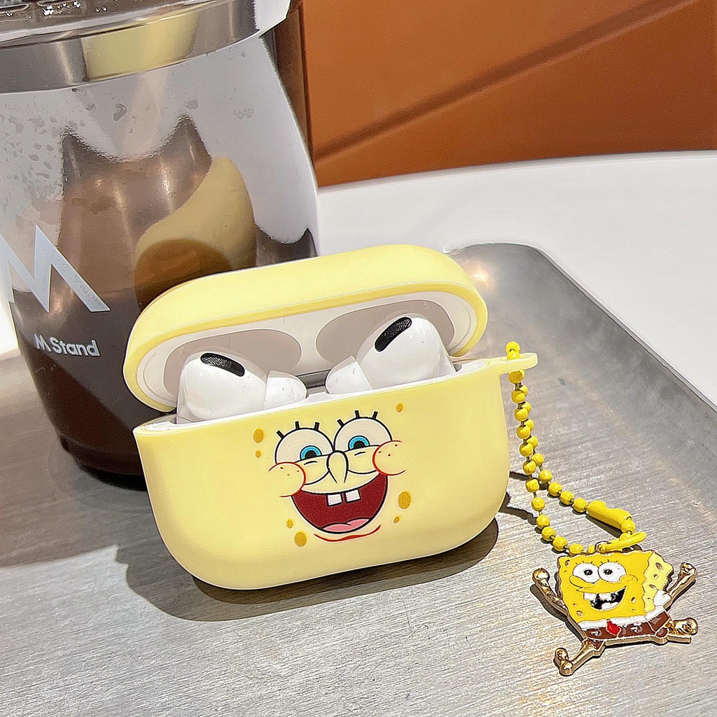 Vỏ Bảo Vệ Hộp Sạc Tai nghe không dây AirPods 1 2 3 2021 Pro2 2022 Bằng Silicon Tpu Mềm Hình Spongebob Vui Nhộn