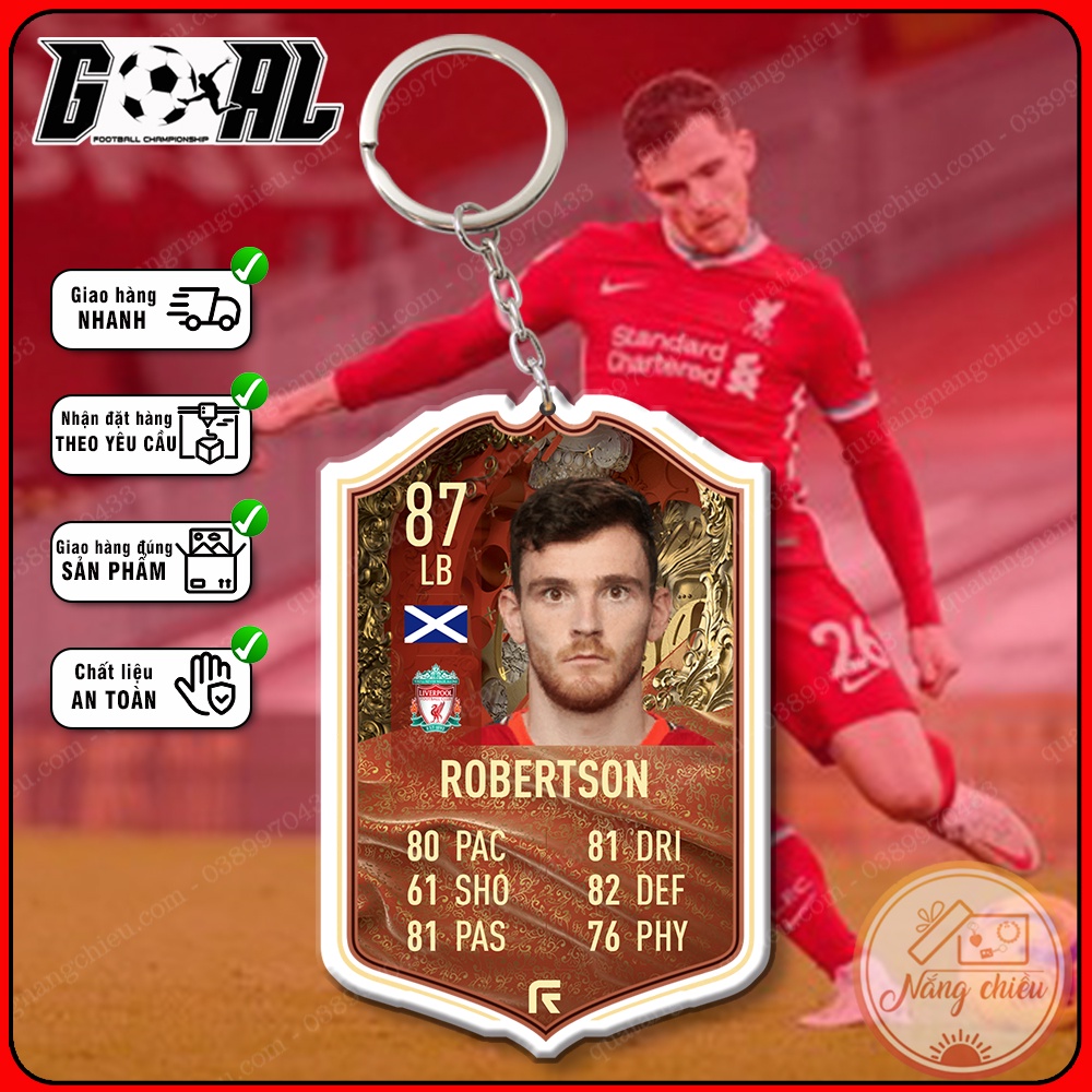 Móc khóa in hình hậu vệ Andrew Robertson - Phụ kiện treo balo bóng đá gaming[8061-8064]
