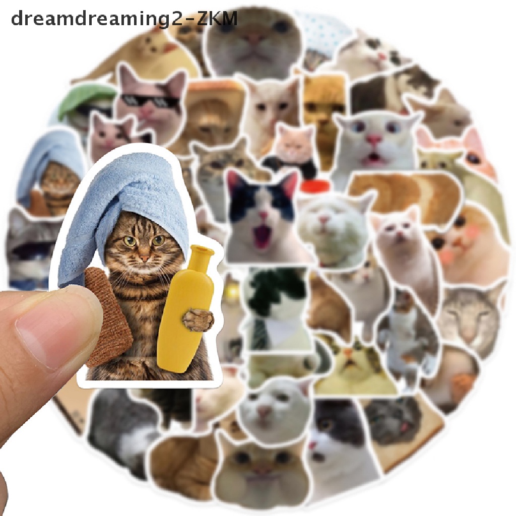 Bộ 50 Miếng Dán Hình Mèo Vẽ Graffiti Trang Trí Sổ Tay / Laptop Cho Bé