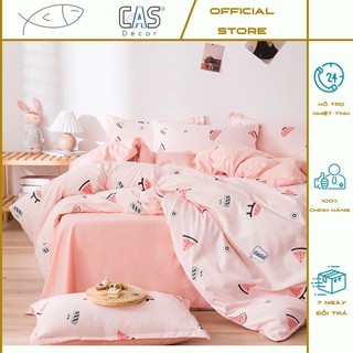 Bộ Chăn Ga Gối Cotton PL Hình Dưa Hấu PL, Chất Liệu Thoáng Mát Đủ Kích Thước CAS Decor