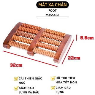 Bàn lăn massage chân 5 hàng đại bằng gỗ cao su tự nhiên bền, chắc chắn
