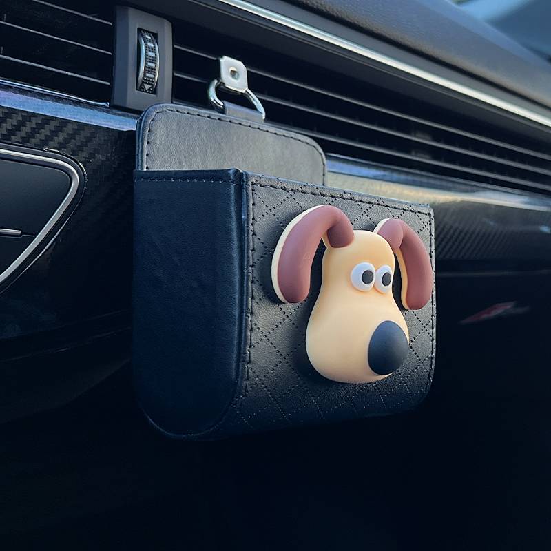Car Wallace and Gromit Air Outlet Storage Pocket Phone Hanging Bag Creative Car Sundries Storage Box Hanging Storage Same Style Liyp
