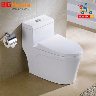 Bồn cầu liền khối, bồn cầu xả xoáy, xả đẩy men nano, bồn cầu nguyên khối nắp rơi êm cao cấp nhập khẩu