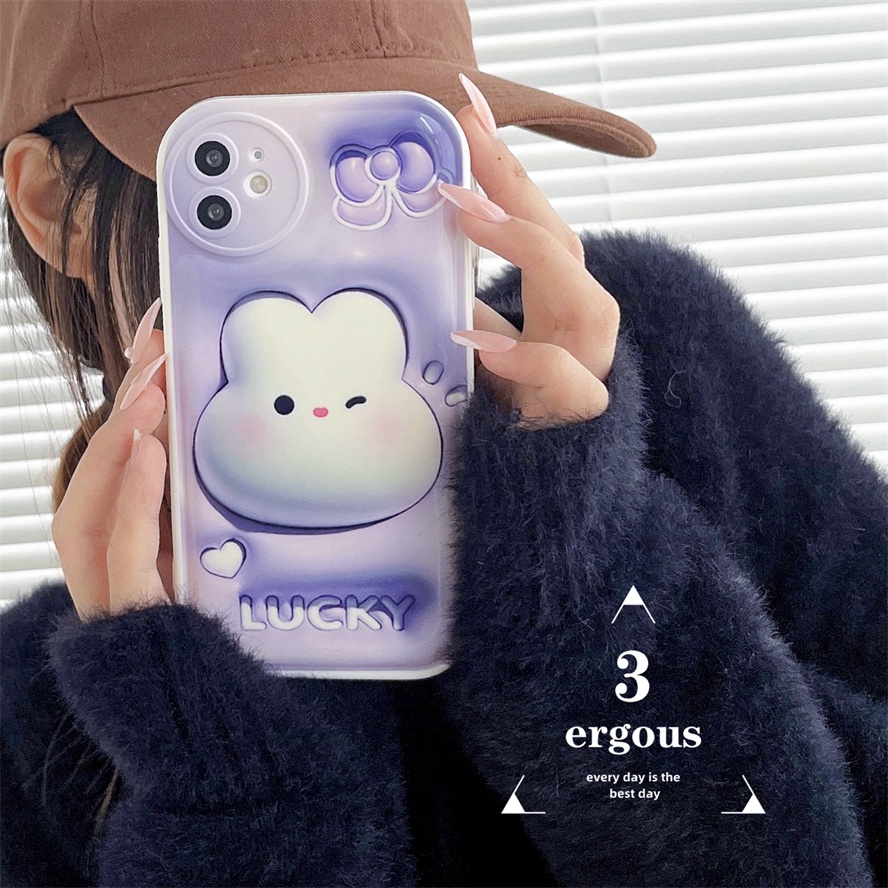 3D VisionỐp Điện Thoại Mềm In Hoạt Hình Thỏ Cho iPhone 14 13 12 11 Pro Max SE2020 X XR Xs Max 7 8 Plus