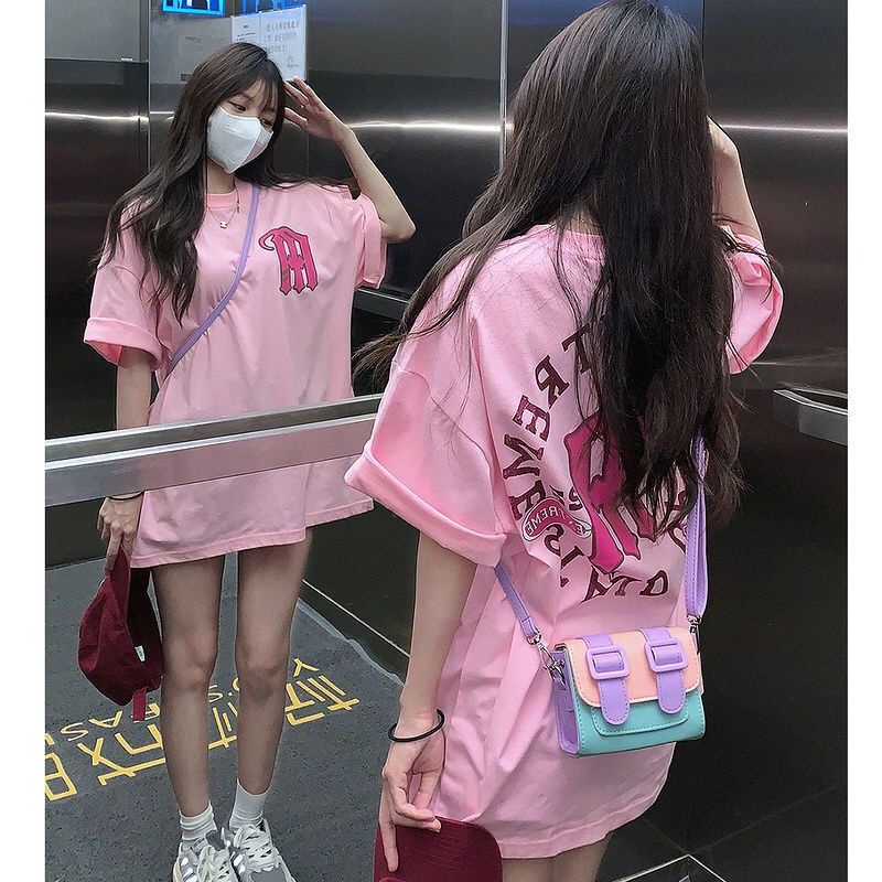 Áo Thun Cổ Tròn Dáng Rộng In Chữ Thời Trang Mùa Hè Dành Cho Nữ Plus Size