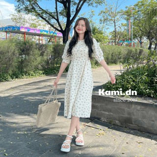 Váy hoa tay lỡ chất xốp 2 lớp