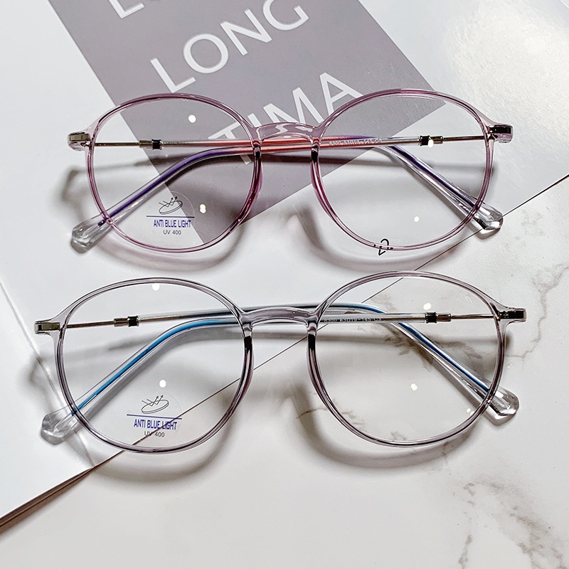 Mắt Kính TR90 Gọng Tròn Chống Ánh Sáng Xanh Phong Cách Hàn Quốc Cho Nam Nữ