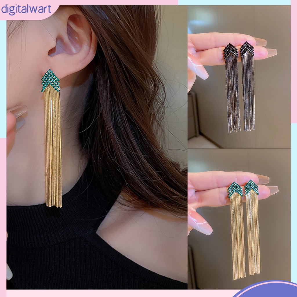 1 Đôi Bông Tai Hình Mũi Tên Đính Đá Lấp Lánh Phong Cách Bohemian Thời Trang