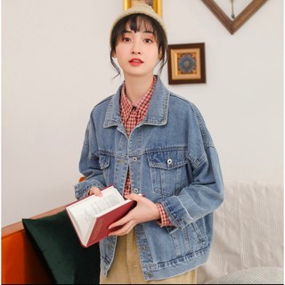 Áo khoác bò jacket denim thêu hoa lưng ulzzang