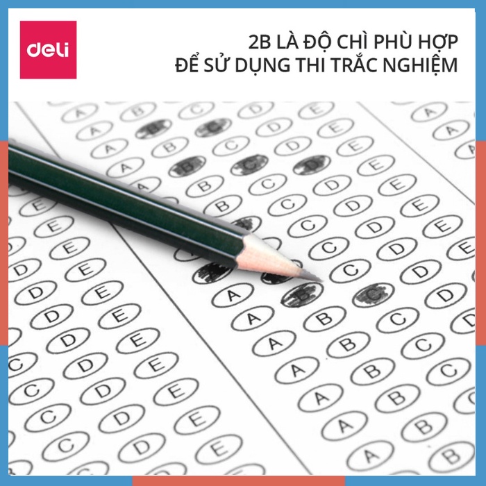 Bút chì cao cấp 2B- 6B Deli - 12 cây/hộp, nét đậm không gãy- 7084/6836/6846/6848