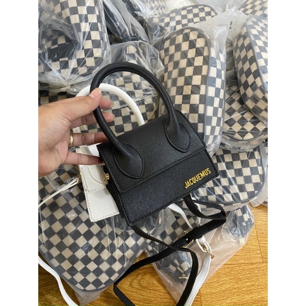 Túi xách nữ đeo chéo mini chữ Jac nổi size 15 da sần đẹp không để vừa điện thoại h94