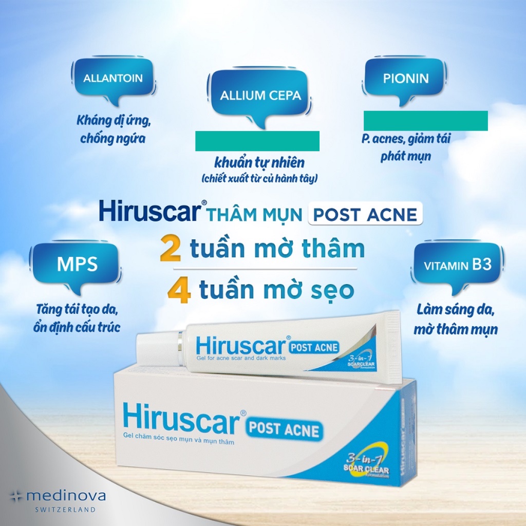 Gel bôi làm mờ thâm sẹo mụn và thâm mụn Hiruscar Post Acne 5g - Nhà Thuốc An Đức