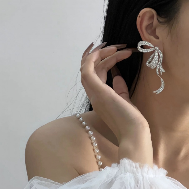 Bông Tai dự Tiết Nơ Đính Đá Thời Trang Cho Nữ