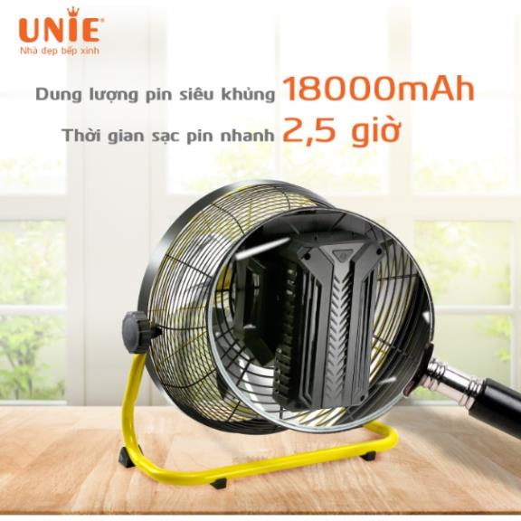 Quạt sàn tích điện Unie UE-880 công suất 26W dung lượng Pin 18000mA sử dụng 10-48h - Chính hãng