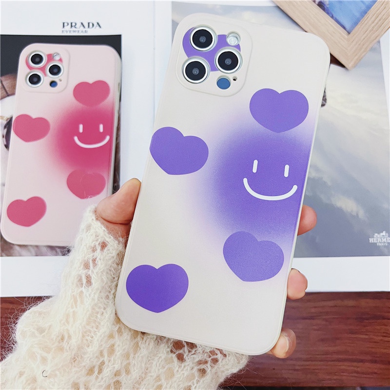 Ốp Điện Thoại Mềm Họa Tiết Trái Tim Màu Hồng/Tím Cho Xiaomi POCO X3 NFC M3 Pro Redmi 10 9 9A 9i 9C Note 10 8 9 9S Pro 4G