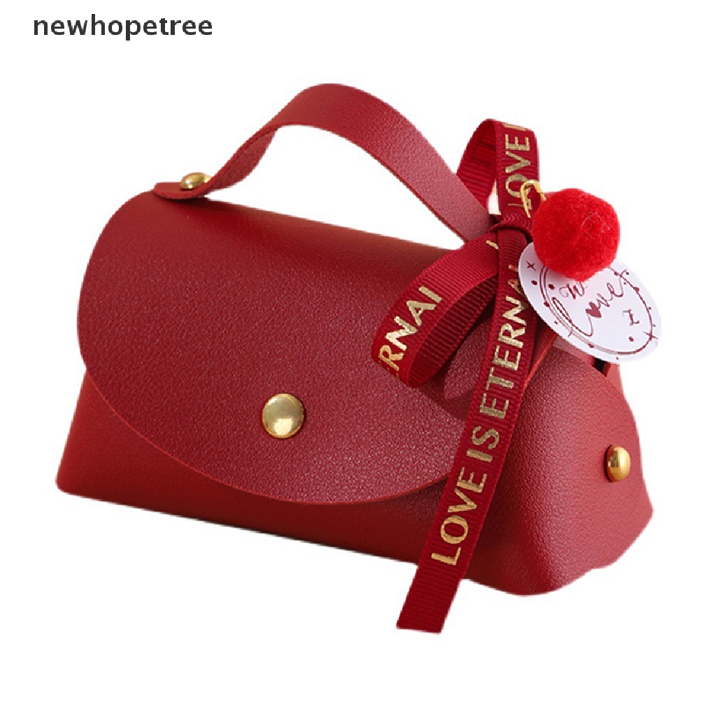 1 Hộp Đựng Kẹo Bằng Da PU Tinh Tế Đơn Giản Có Tay Cầm