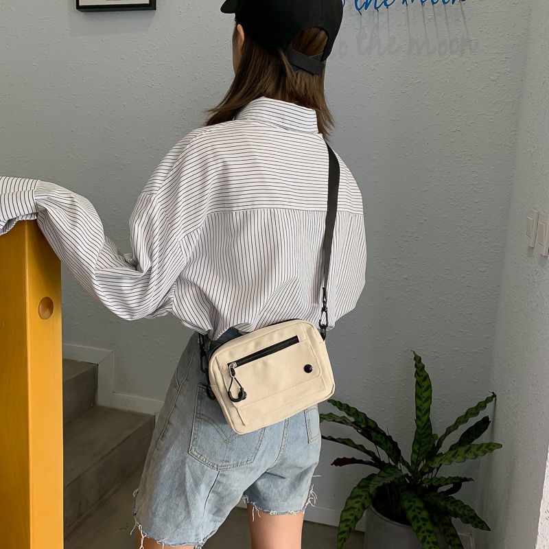Túi Vải Canvas Đeo Chéo Phong Cách Harajuku Đường Phố Cá Tính