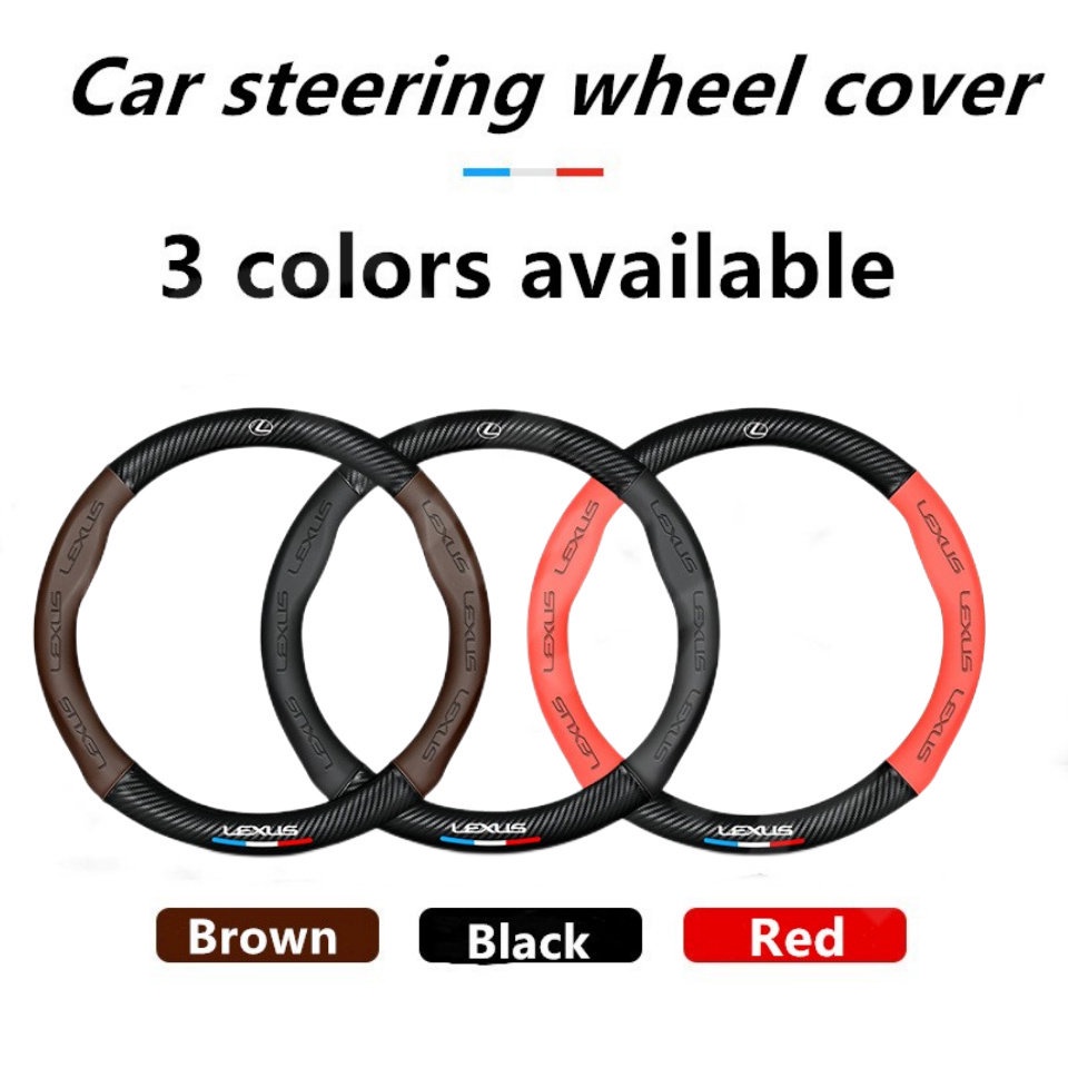 Vỏ Bọc Vô Lăng Xe Hơi Lexus 38CM rx 570 RX300 LX570 CT200H NX250 RX350 LX470 IS NX ES In Logo 3D Bằng Sợi Carbon