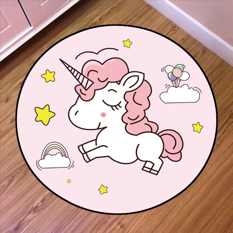 Thảm Tròn Lót Sàn Phòng Khách / Phòng Ngủ Chống Trượt Không Thấm Nước In Hoạt Hình Dễ Thương
