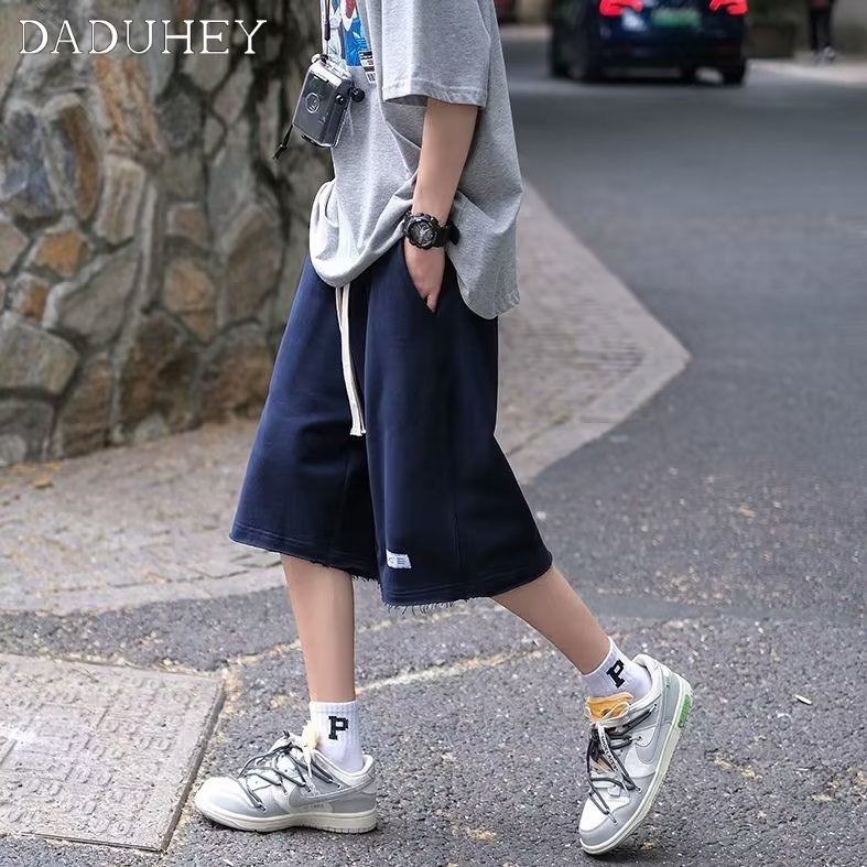 DaDuHey Summer Thin Straight Loose Shorts Men's Fashionable All-Match Framed Casual Crossed Pants