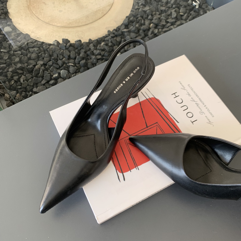 Giày Sandal Cao Gót Mũi Nhọn Phối Khóa Thời Trang Pháp 2023 Cho Nữ