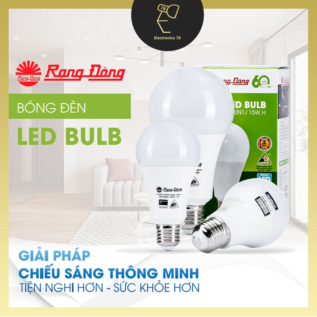 Bóng Led tròn Rạng Đông [3W - 5W - 7W - 9W - 12W - 15W] - [Trắng/Vàng]