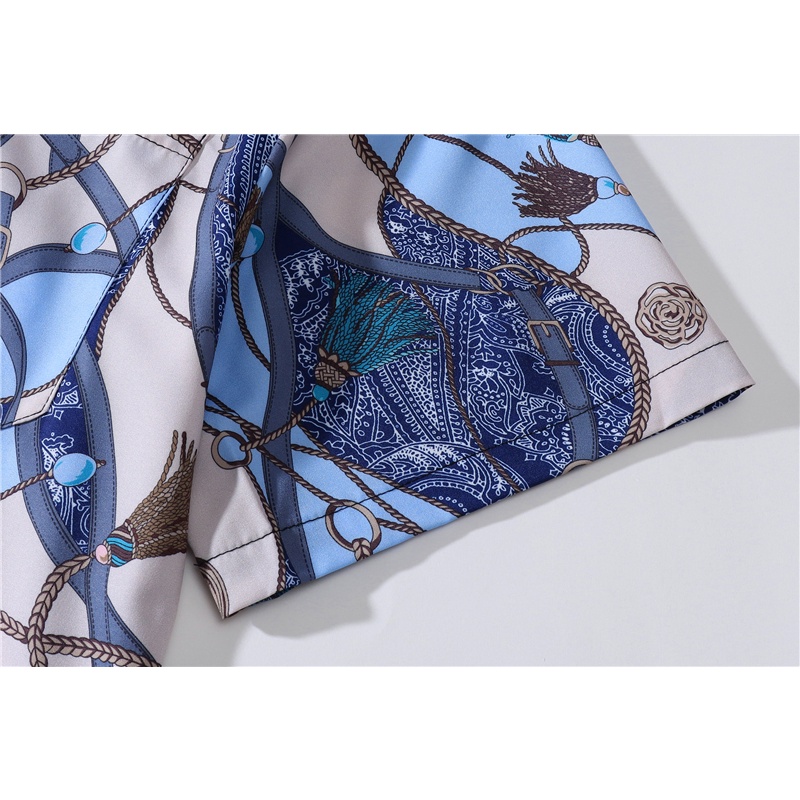 Áo Sơ Mi Tay Ngắn Cổ Bẻ In Biểu Tượng Bandana Thời Trang Hawaii Cho Nam