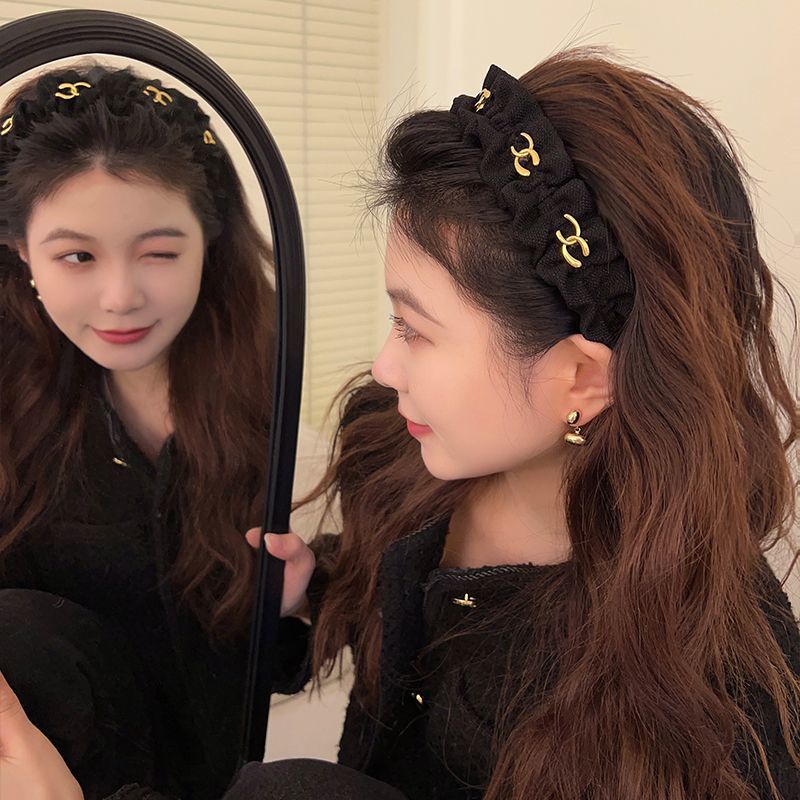 Băng Đô Cài Tóc Màu Đen In Chữ Phong Cách Hàn Quốc Đơn Giản Thời Trang