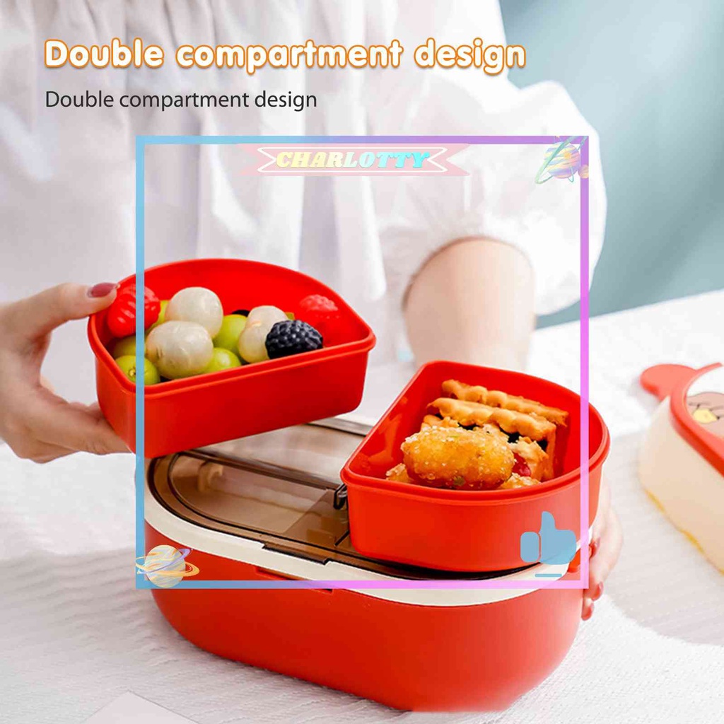 ✿ Phụ Kiện Trang Trí Xe Hơi Độc Đáo Sáng Tạo ✿ Hộp cơm 1700ml Kèm Muỗng Nĩa Dùng Được Trong Lò Vi Sóng ★