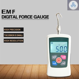 Digital Force Gauge 500N/ 50kg/ 110Lb/ 1760oz Portable Push Pull Force Meter Unit Switchable Backlit Mini Dynamometer with 6 Fixture Heads, Storage Case, Auto Power off