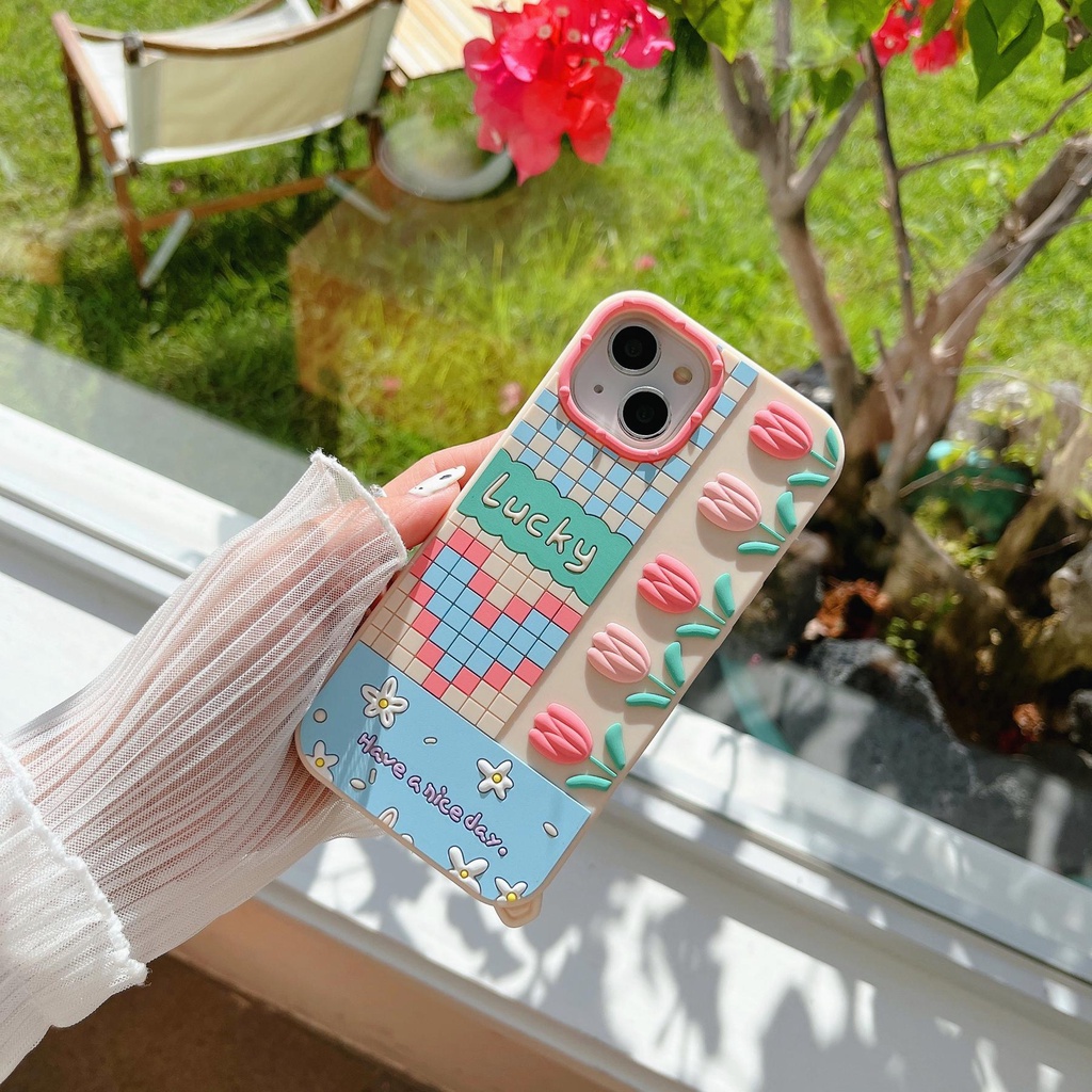 Ốp Điện Thoại Silicon tpu Mềm Hình Hoa Tulip Cho iPhone 11 13 12 14 Pro Max XS Max X XR 7 8 +