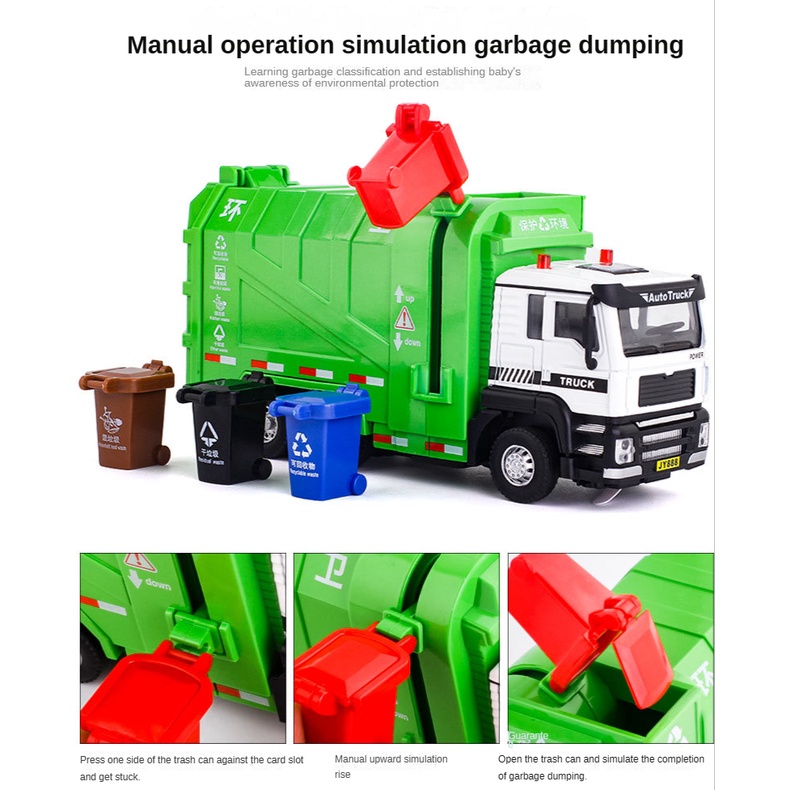 Xe Đồ Chơi Đựng Rác Có Đèn Và Âm Thanh Bằng Hợp Kim Cho Bé