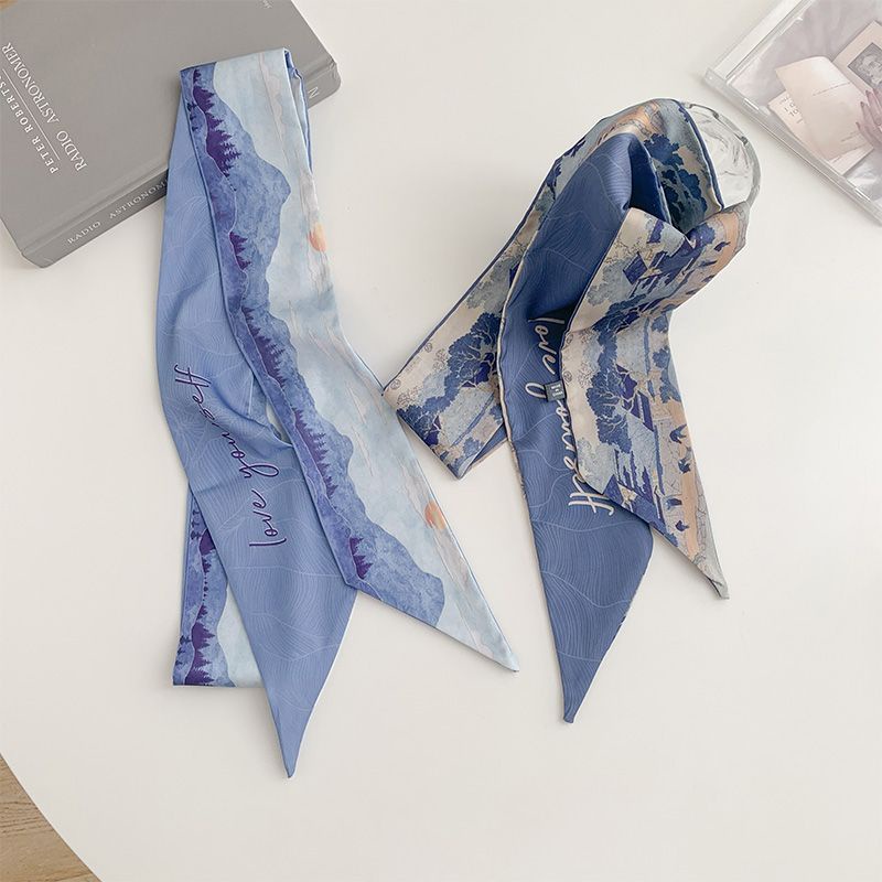 Khăn Quàng Cổ Thắt Nơ Lụa In Họa Tiết Nghệ Thuật Cổ Điển 160cm Trang Trí Tay Cầm Túi Xách