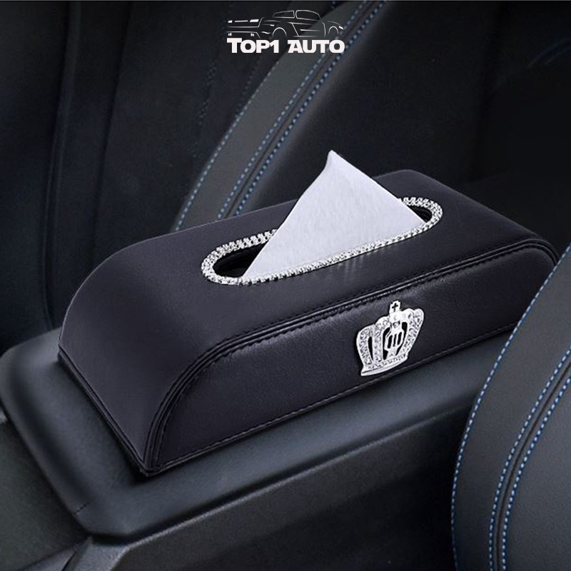 Hộp đựng giấy ăn trên ô tô Đính Đá cao cấp P055