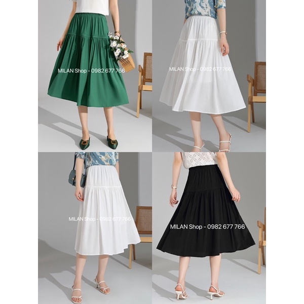 Chân váy xoè dáng dài chất lụa Quảng Châu mềm mát