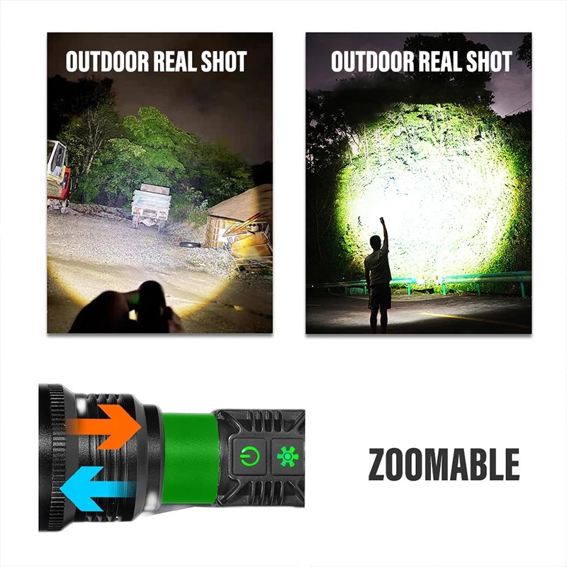 Đèn pin siêu sáng Đèn Pin Chiếu Tia laser Ánh Sáng Trắng Công Suất Cao Sạc USB Chống Thấm Nước Đèn pin cầm tay