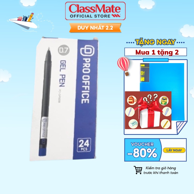 Hộp 24 Chiếc Bút Gel PRO OFFICE Ngòi 0.7mm, Khô Nhanh, Mực Đều, Viết Đẹp PO-GP500
