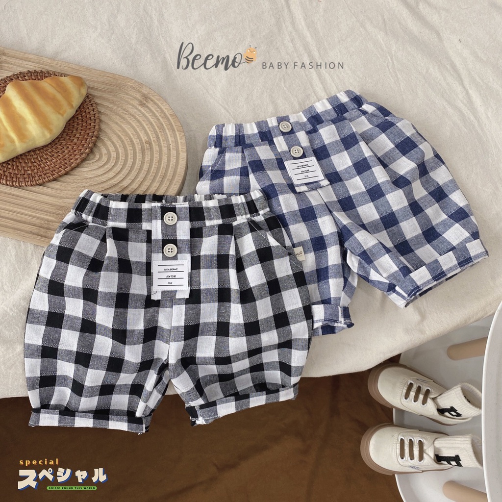 Quần đùi kẻ caro Beemo cho bé trai
