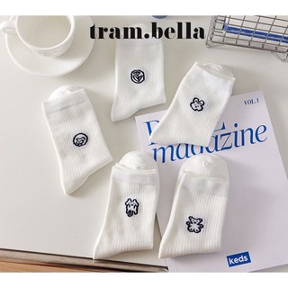 Tất nữ vớ trắng cổ cao họa tiết