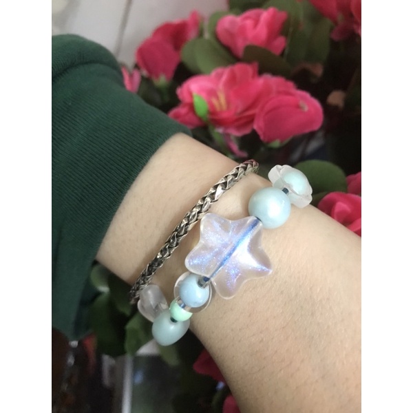 Vòng đeo tay chuỗi hạt nhựa siêu xinh, kute , phong cách hàn quốc, vòng tay xì tin handmade vòng hạt cườm