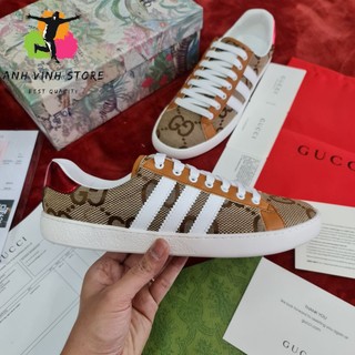Giày sneaker gucci adidas cổ thấp màu da trăn thể thao nam nữ thấp cổ